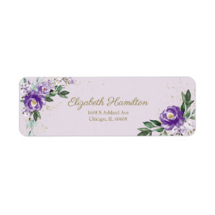 Étiquette Bouquet floral aquarelle lavande violet élégant