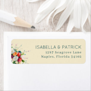 Étiquette Bouquet Floral Beige Serein