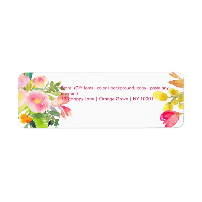 Étiquette Bouquet PixDezines Floral Aquarelle/Printemps (Devant)