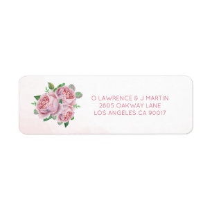 Étiquette Bouquet rose Aquarelle Florale