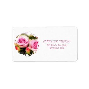 Étiquette Bouquet rose Design Floral Art Flowers Adresse