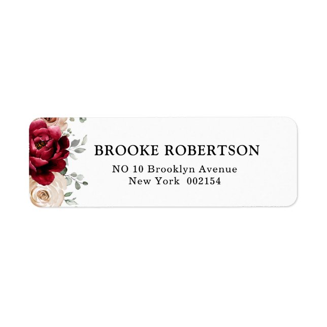 Étiquette Bourgogne Champagne Ivory Mauve Rose Floral Mariag (Devant)