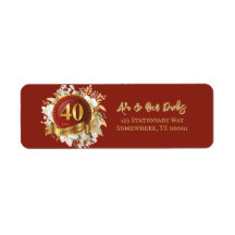 Bourgogne et or Floral 40e anniversaire Mariage