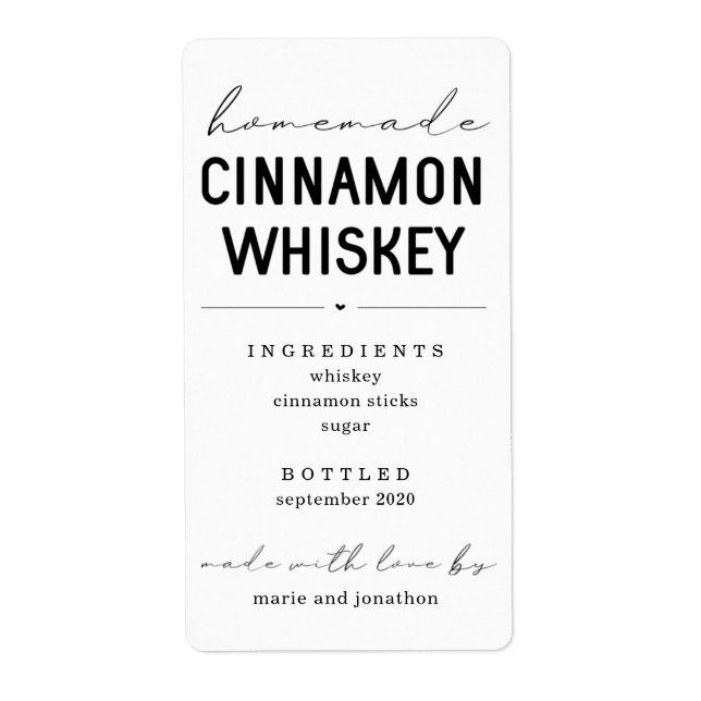 Étiquette Bouteille à whisky de cannelle maison personnalisé (Devant)