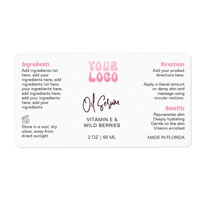 Étiquette Bouteille avec compte-gouttes Retro Pink 60ml avec (Devant)