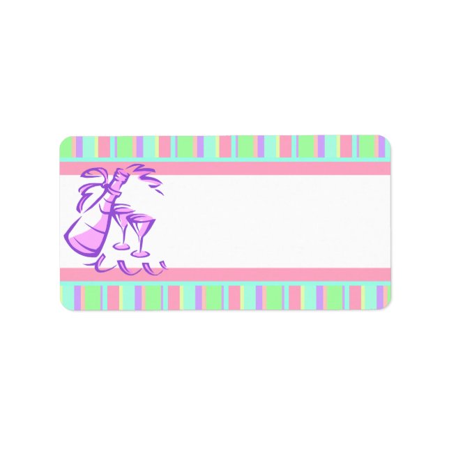 Étiquette Bouteille de Champagne Retro Stripes pour les fête (Devant)