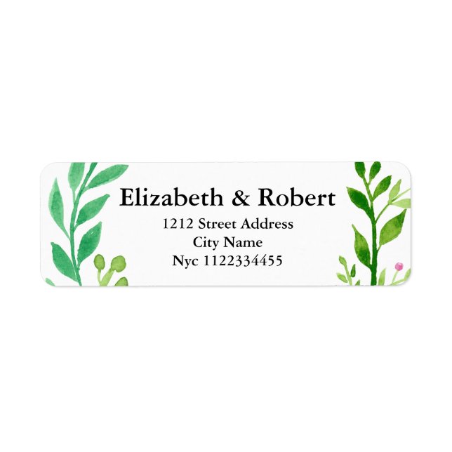 Étiquette Bouteille de feuilles d'aquarelle Botanique (Devant)