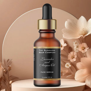Étiquette Bouteille de gouttelettes à huile noire et tissée