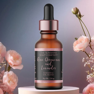 Étiquette Bouteille de gouttelettes de cosmétiques noirs et
