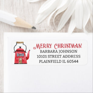 Étiquette Bouteille de thé rouge Accueil, Noël Adresse de re