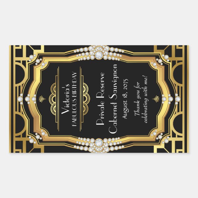 Étiquette bouteille de vin Art Déco (Devant)