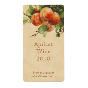 Étiquette bouteille de vin d'abricot