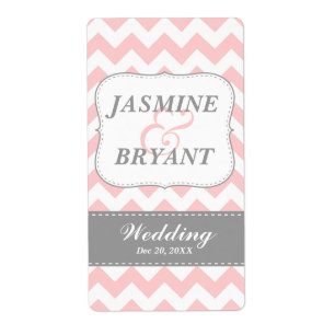 Étiquette Bouteille de vin mariage rose Chevron Motif Favori
