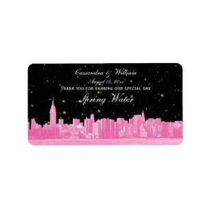 Étiquette Bouteille d'eau chaude rose NYC large étoile Skyli
