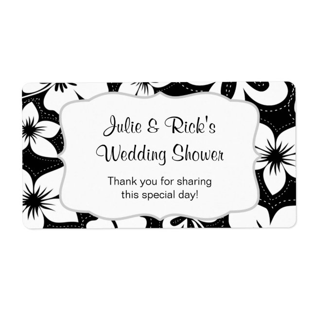 Étiquette Bouteille d'eau tropicale noire - customisez-la ! (Devant)