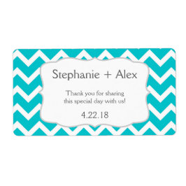 Étiquette Bouteille d'eau Turquoise Chevron - customisez-le