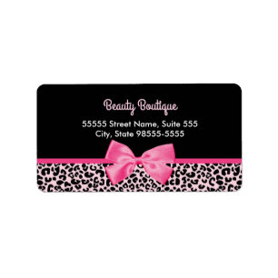 Étiquette Boutique de beauté Girly Pink Empreinte de léopard