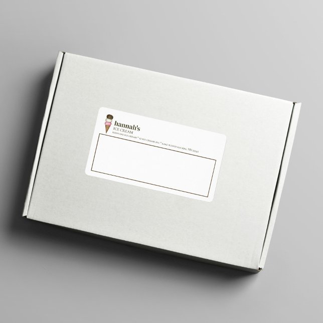 Étiquette Boutique de crème glacée d'entreprise personnalisé (Ice cream cone business shipping label.)