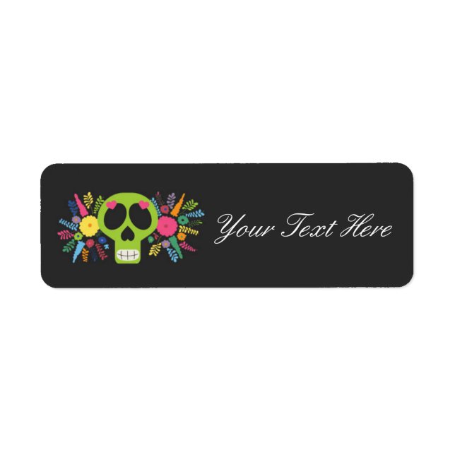 Étiquette Boutique mexicaine Calavera Sugar Skull Floral Edg (Devant)