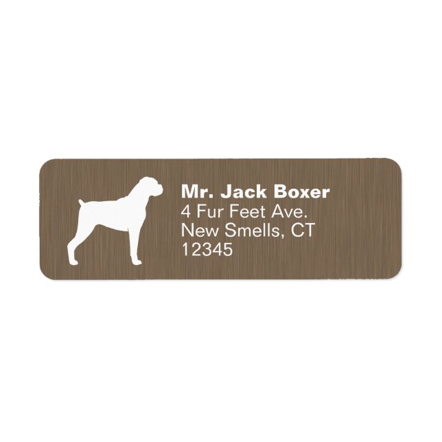 Étiquette Boxer Chien Silhouette Retourner l'adresse Étiquet (Devant)