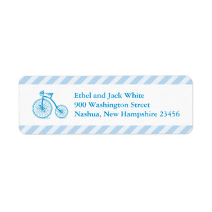 Étiquette Boy Blue Bicycle Baby shower Retourner l'adresse É