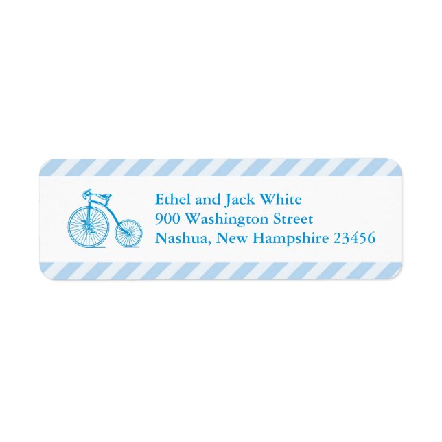 Étiquette Boy Blue Bicycle Baby shower Retourner l'adresse É (Devant)