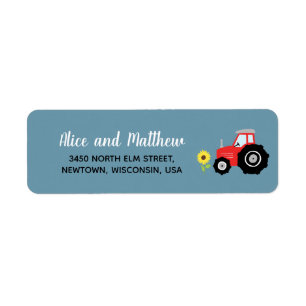 Étiquette Boy Rustic Farm Tractor Baby shower Retour Adresse