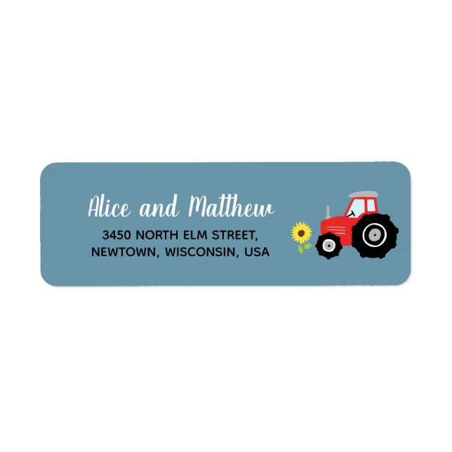 Étiquette Boy Rustic Farm Tractor Baby shower Retour Adresse (Devant)