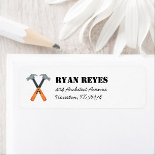 Étiquette Boys Construction Builder Adresse de retour Label