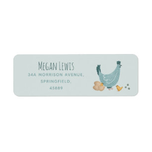 Étiquette Boys Cute Blue Farm Baby shower de poulet
