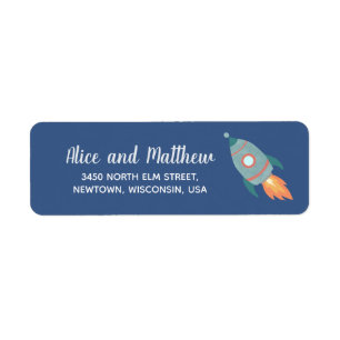 Étiquette Boys Cute Rocket Space Baby shower Adresse de reto
