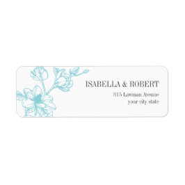 Étiquette Branche de Magnolia | bleu pâle | Retour Mariage
