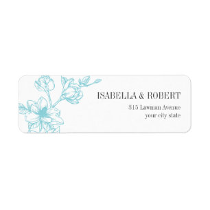 Étiquette Branche de Magnolia bleu pâle Retour Mariage