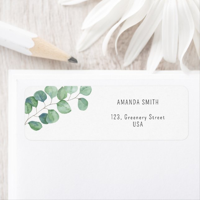 Étiquette Branche d'Eucalyptus aquarelle (En situation)