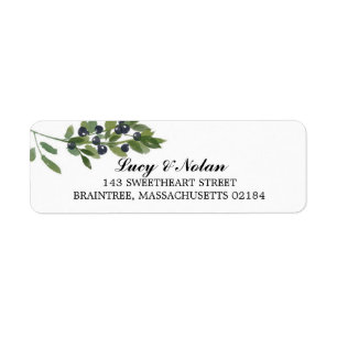 Étiquette Branche d'olive aquarelle Adresse de retour