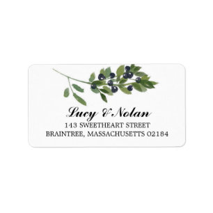 Étiquette Branche d'olive aquarelle   Adresse postale