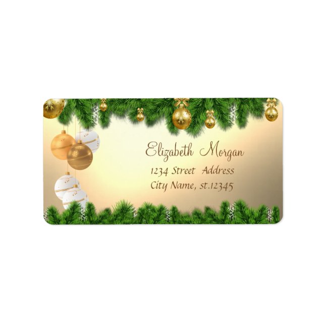 Étiquette Branches d'arbre de Noël, boules de Noël (Devant)