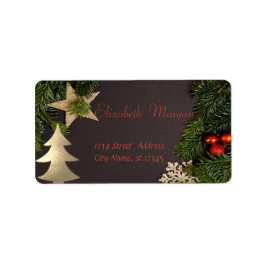 Étiquette Branches de l'arbre de Noël, Arbre d'or, Étoile