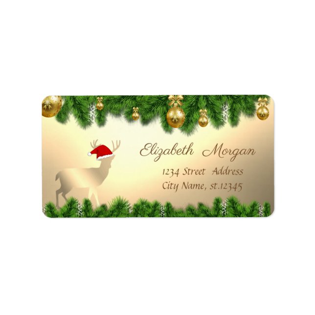 Étiquette Branches de l'arbre de Noël, Chat de Père Noël (Devant)