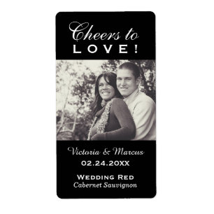 Étiquette Bravo pour l'amour Mariage noir Photo Bouteille de