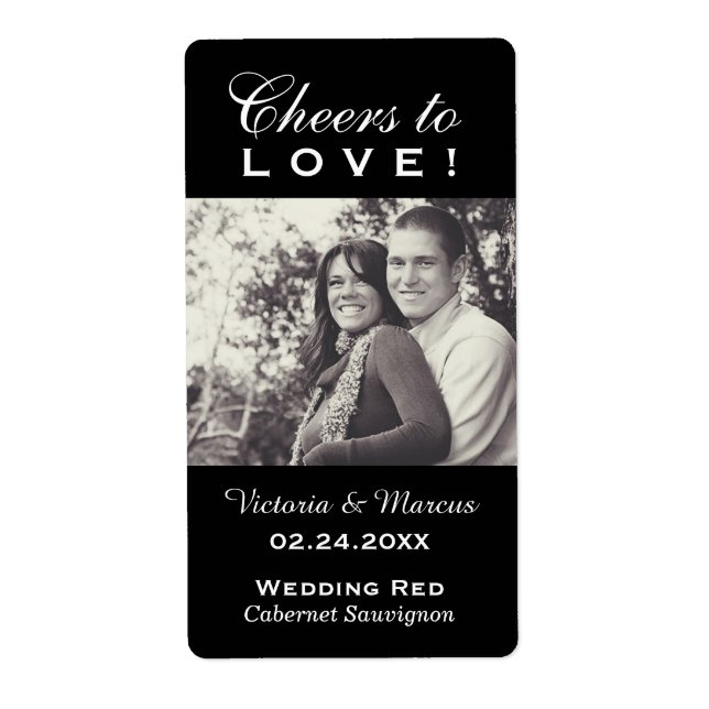 Étiquette Bravo pour l'amour Mariage noir Photo Bouteille de (Devant)