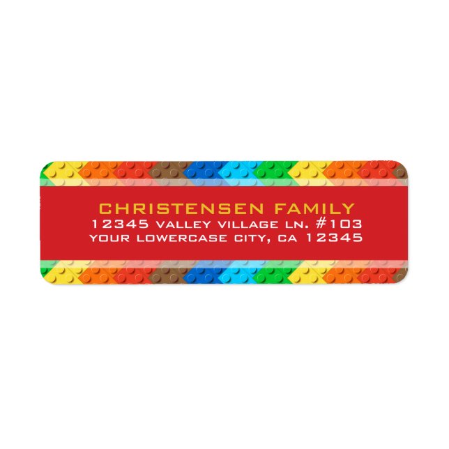 Étiquette Bricks Toy Construction Construction Anniversaire  (Devant)