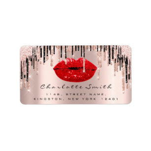 Étiquette Bridal RSVP Kiss Rose Red Lips DripsGlitter Makeup