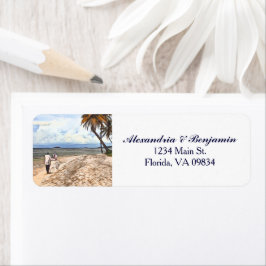 Étiquette Bride Groom Tropical Beach Aquarelle personnalisée