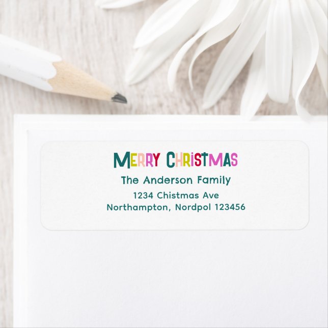 Étiquette Bright & Joyful Merry Christmas Pine Green (En situation)