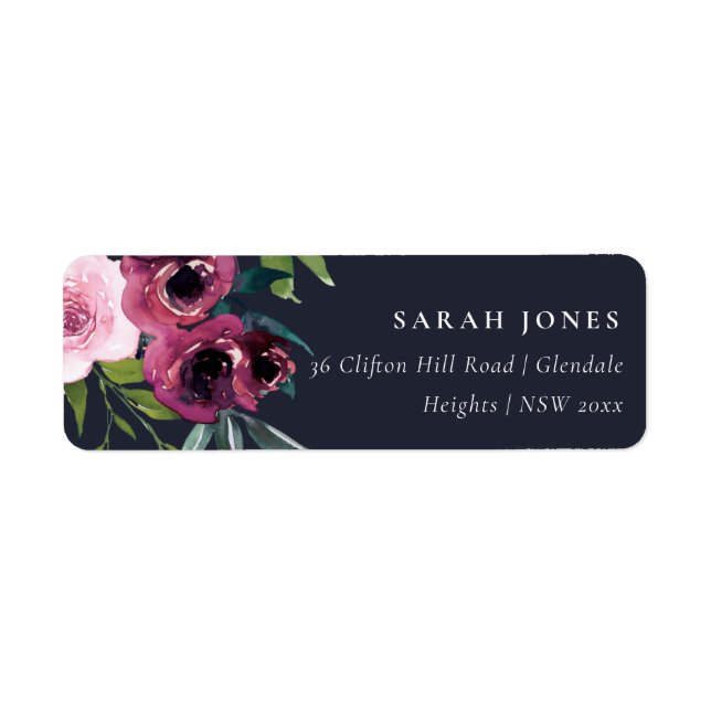 ÉTIQUETTE BRIGHT MARINE BLUSH BURGUNDY BUNCH ADRESSE DE BUNC (Devant)