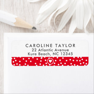 Étiquette Bright Red Heart & Dots mignon Girl Adresse de ret