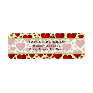Étiquette Bright Red Romantic Hearts Motif