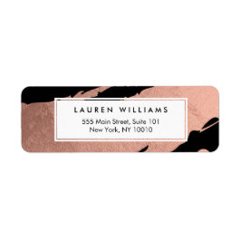 Étiquette Brochures or Rose Abstrait sur noir