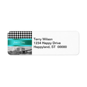 Étiquette Brooklyn Bridge Blk Wht Houndstooth Adresse de ret
